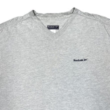 Load image into Gallery viewer, Early 00’s Reebok Essentials Embroidered Mini Logo Spellout V-Neck Grey T-Shirt
