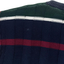 Load image into Gallery viewer, Vintage IZOD Embroidered Mini Logo Multi Colour Striped Cotton Knit Sweater Jumper
