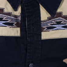 Load image into Gallery viewer, Vintage Atlas For Men Cowboy Western Embroidered Aztec Black Cotton Long Sleeve Shirt
