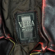 Load image into Gallery viewer, Vintage 90&#39;s VERA PELLE Classic Black Red Distressed Effect Real Leather Bomber Jacket
