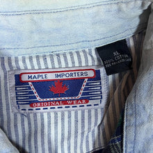 Load image into Gallery viewer, Vintage 90's MAPLE IMPORTERS Denim Contrast Trim Plaid Check Long Sleeve Flannel Shirt
