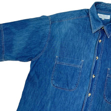 Load image into Gallery viewer, Vintage 90’s ST MICHAEL Marks &amp; Spencer Classic Denim Short Sleeve Cotton Shirt
