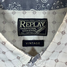 Load image into Gallery viewer, Replay &quot;Vintage&quot; Cowboy Western Style Patterned Popper Long Sleeve Shirt
