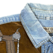 Load image into Gallery viewer, Vintage John F. Gee Cowboy Western Embroidered Blue Denim Popper Long Sleeve Shirt
