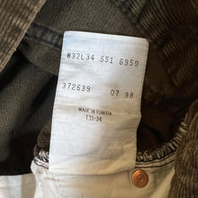 Load image into Gallery viewer, Vintage LEVI&#39;S 551 White Tab Classic Brown Corduroy Cord Straight Leg Trousers
