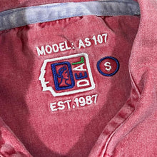 Load image into Gallery viewer, Early 00&#39;s DEAL Washed Red Blue Colour Block 1/4 Button Short Sleeve Cotton Deck Shirt
