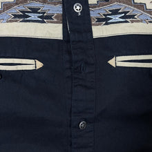Load image into Gallery viewer, Early 00&#39;s Atlas For Men Cowboy Western Embroidered Aztec Black Long Sleeve Shirt
