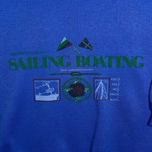 Load image into Gallery viewer, Vintage 80&#39;s Sailing Boating Nautical Spellout Graphic Blue Sweatshirt
