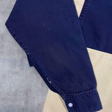 Load image into Gallery viewer, Vintage William Ellis Navy Blue Yellow Colour Block Long Sleeve Cotton Deck Shirt
