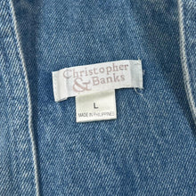 Load image into Gallery viewer, Vintage 90’s CHRISTOPHER &amp; BANKS Embroidered Snowman Christmas Festival Denim Dungarees
