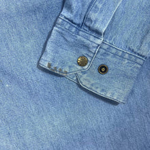 Load image into Gallery viewer, Vintage JACQUES LORANT Leather Panel Cowboy Western Denim Long Sleeve Shirt
