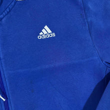 Load image into Gallery viewer, ADIDAS Three Stripe Classic Embroidered Mini Logo Blue Zip Hoodie
