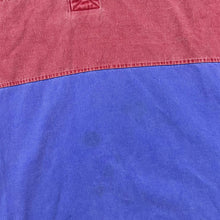 Load image into Gallery viewer, Early 00&#39;s DEAL Washed Red Blue Colour Block 1/4 Button Short Sleeve Cotton Deck Shirt
