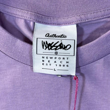 Load image into Gallery viewer, MOSSIMO Logo Spellout Alien Cartoon Character Lilac Purple Graphic T-Shirt
