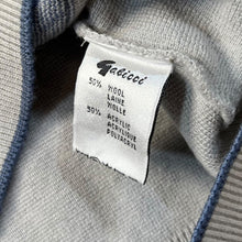 Load image into Gallery viewer, Vintage 90&#39;s GABICCI Blue Grey Grandad Patterned V-Neck Acrylic Wool Knit Sweater Jumper
