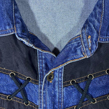 Load image into Gallery viewer, Vintage Cowboy Western Blue Denim Cotton Lace Panel Long Sleeve Shirt
