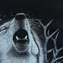 Load image into Gallery viewer, Early 00&#39;s WILD Gothic Wolf Animal Nature Wildlife Graphic Black T-Shirt
