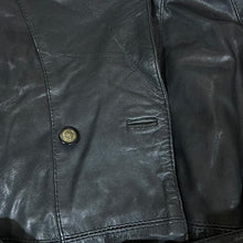 Load image into Gallery viewer, Vintage MILAN LEATHER Genuine Real Black Leather Belted Button Jacket
