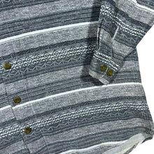 Load image into Gallery viewer, Vintage Commander Grey White Multi Striped Long Sleeve Cotton Flannel Shirt
