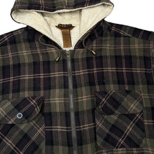 Load image into Gallery viewer, Early 00&#39;s ST JOHN&#39;S BAY Lumberjack Plaid Check Teddy Fleece Lined Zip Hooded Flannel Over Shirt Jacket
