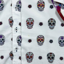 Load image into Gallery viewer, CLAUDIO LUGLI COUTURE Day Of The Dead Sugar Skull Patterned Long Sleeve Cotton Shirt
