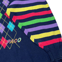 Load image into Gallery viewer, Vintage PACO Argyle Patterned Multi Colour Striped Knit Crewneck Sweater Jumper
