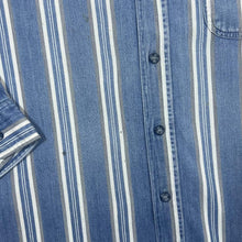 Load image into Gallery viewer, Vintage 90&#39;s Coliseum Blue White Striped Long Sleeve Cotton Button-Up Shirt

