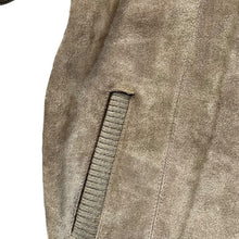 Load image into Gallery viewer, Vintage 80&#39;s EMOS GENUINE LEATHER Suede Leather Panel Acrylic Knit Zip Sweater Jumper

