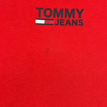 Load image into Gallery viewer, Tommy Jeans Tommy Hilfiger Logo Spellout Graphic Striped Trim Cotton T-Shirt
