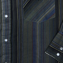 Load image into Gallery viewer, Vintage Plains Western Wear Bigfoot Sasquatch Cowboy Striped Long Sleeve Popper Shirt
