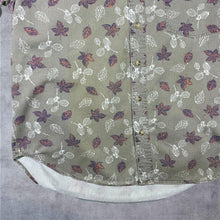 Load image into Gallery viewer, Vintage Mountain Express Floral Leaf Patterned Beige Long Sleeve Button-Down Shirt
