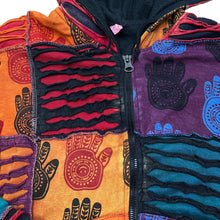 Load image into Gallery viewer, Vintage MADE IN NEPAL Handmade Patchwork 3D Panel Hippy Patterned Zip Hoodie
