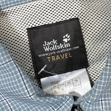 Load image into Gallery viewer, JACK WOLFSKIN &quot;Travel&quot; Embroidered Mini Logo Blue Check Outdoor Hiking Long Sleeve Shirt
