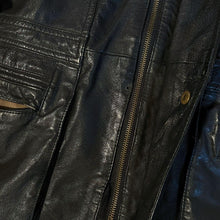 Load image into Gallery viewer, Vintage Bills Leatherwear Pattern Lined Classic Black Genuine Real Leather Zip Jacket
