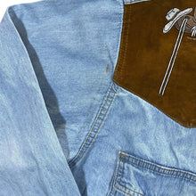 Load image into Gallery viewer, Vintage John F. Gee Cowboy Western Embroidered Blue Denim Popper Long Sleeve Shirt
