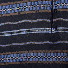 Load image into Gallery viewer, Vintage 90&#39;s Crazy Abstract Patterned Black Brown Blue Long Sleeve Polo Shirt
