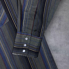 Load image into Gallery viewer, Vintage Plains Western Wear Bigfoot Sasquatch Cowboy Striped Long Sleeve Popper Shirt
