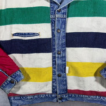 Load image into Gallery viewer, Vintage 90&#39;s Levi&#39;s Hudson Bay Made in USA Blanket Striped Reversible Denim Jacket
