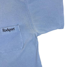 Load image into Gallery viewer, Early 00&#39;s ROCKPORT Embroidered Pocket Spellout Faded Distressed Blue T-Shirt
