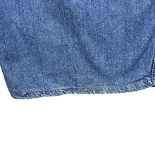 Load image into Gallery viewer, Vintage C&amp;A Cowboy Western Leather Panel Blue Denim Popper Long Sleeve Shirt
