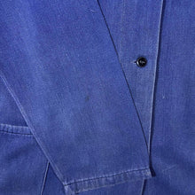 Load image into Gallery viewer, Vintage French Chore Worker Style Faded Blue Denim Distressed Cotton Jacket

