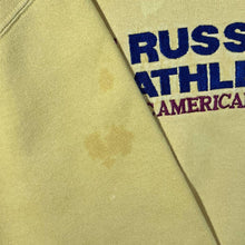 Load image into Gallery viewer, Vintage Russell Athletic Embroidered Logo Spellout Yellow Crewneck Sweatshirt
