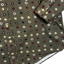 Load image into Gallery viewer, Vintage Natural Issue Khaki Green Patterned Long Sleeve Button-Up Cotton Shirt
