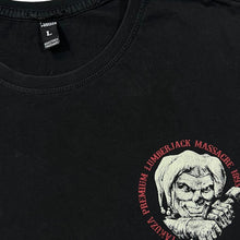 Load image into Gallery viewer, YAKUZA PREMIUM &quot;Lumberjack Massacre&quot; Gothic Biker Clown Jester Spellout Graphic T-Shirt

