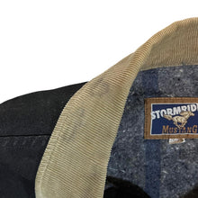 Load image into Gallery viewer, Vintage 90&#39;s MUSTANG Stormrider Blanket Stripe Lined Cord Collar Black Denim Trucker Jacket
