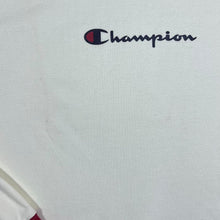 Load image into Gallery viewer, Champion Multi Coloured Trim Mini Spellout White Cotton Crewneck Sweatshirt
