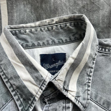 Load image into Gallery viewer, Vintage Wrangler Western Shirts Cowboy Grey Striped Popper Long Sleeve Shirt
