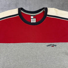 Load image into Gallery viewer, Vintage Tommy Hilfiger "Tommy Jeans" Embroidered Mini Logo Colour Block T-Shirt
