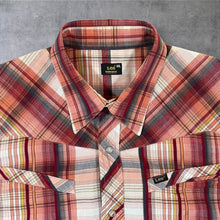Load image into Gallery viewer, Lee XXL XL Western Shirt Mens Plaid Pearl Snap Cowboy Short Sleeve Rodeo
