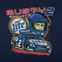 Load image into Gallery viewer, Vintage Nascar Miller Lite "Rusty Wallace" Motorsports Graphic Navy Blue T-Shirt
